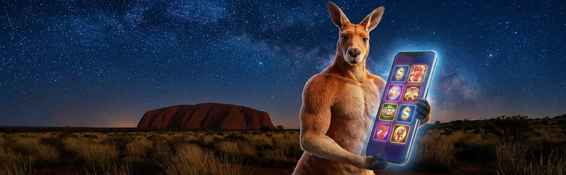 App, The Pokies red kangaroo outback banner