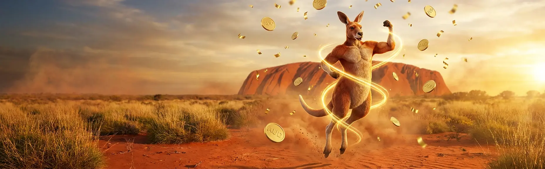 Free Spins, The Pokies red kangaroo outback banner
